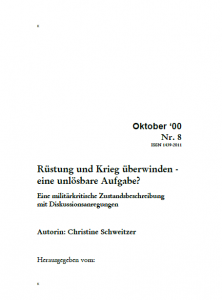 Cover des Hintergrund- u. Diskussionspapiers Nr. 8: Rüstung und Krieg überwinden - eine unlösbare Aufgabe?