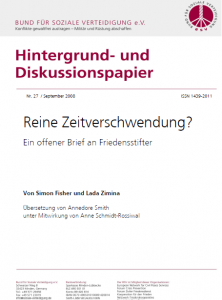 Cover des Hintergrund- u. Diskussionspapiers Nr. 27: "Reine Zeitverschwendung?!