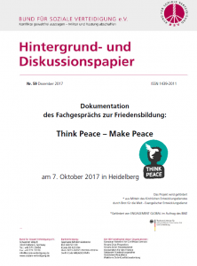 Cover des Hintergrund- und Diskussionspapiers Nr. 59: Think Peace - Make Peace. Dokumentation des Fachgesprächs 2017