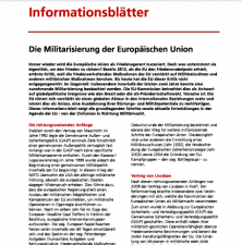 Cover des Infoblattes "Die Militarisierung der Europäischen Union"